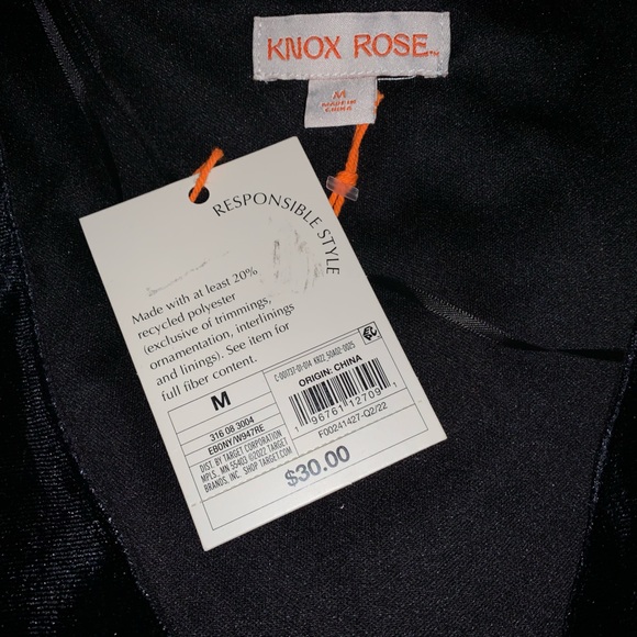 NWT ✅ KNOX ROSE 🖤 VELOUR 3/4 SLEEVE TOP - Picture 3 of 4